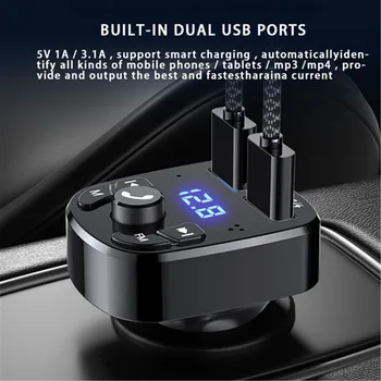 Dual USB Auto MP3 Přehrávač Kit Quick Charger Bluetooth 5.0 Přijímač FM Vysílač Smartphone, Tablet, Napájecí Zásuvka Pro Iphone