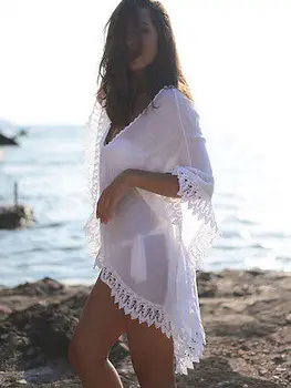 2016 Módní Ženy Letní Halenka Beach Boho Kimono Svetr 3/4 Rukáv Ležérní Volné Dlouhé Pláže Kabát Topy beach halenky ženy