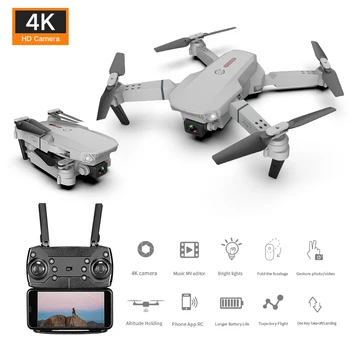 E88 Drone 4k HD Duální Kamera Vizuální Polohování 1080P Wi-fi FPV Drone Výška Uchování RC Skládací Quadcopter Drone Dárek Hračka -4