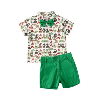 2020 Summer Novorozené Dítě Dítě Chlapci Léto Dinosaurus Tisk Topy T-shirt +Kalhoty krátké kalhoty 2ks Oblečení Set