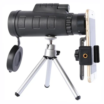 50X60 Monokulární Dalekohled Venkovní Optika Teleskopické Camping Obory S Kompasem Telefon Stativ Klip pro Přežití, Lovecké Vybavení