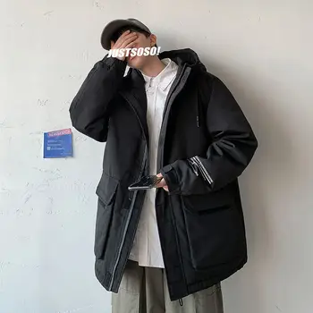 Privathinker Muž Ležérní Oversize Dolů Bunda Pánské Korean Streetwear s Kapucí Kabáty Zahustit Teplé Ženy Módní Teplé Dolů Bundy