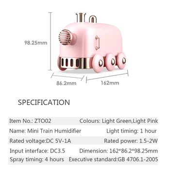 ELOOLE 300ml Mini Vlak Zvlhčovač Vzduchu Aromaterapie Difuzor LED Světla Pro Auta Domů Mist Maker Vzduch Opakovací Zvlhčování
