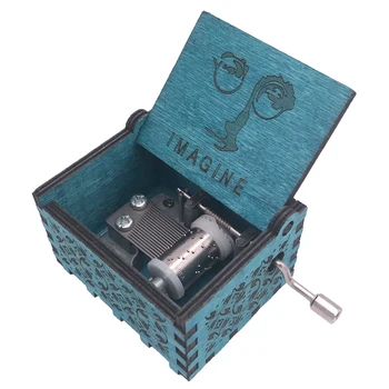 Představte si, že 18 N Music Box Ruční Kliky Hudební Skříňka Vyřezávané Dřevěné Hudební Vánoční Dárky pro Ženu, Hrát si Představit Johna Lennona