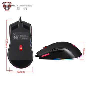 Původní Motospeed V70 Optické Drátové Herní Myš PMW3360 12000 DPI myš, RGB LED Podsvícení Myši PMW6400 DPI pro Počítačové hráče