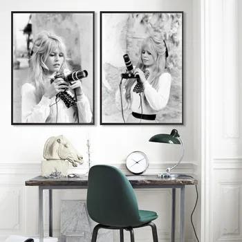 Brigitte Bardot francouzský Módní Plakát Plátno Skandinávské Černé a Bílé Fotografie Modelu Vintage Obrázek Wall Art Home Dekor