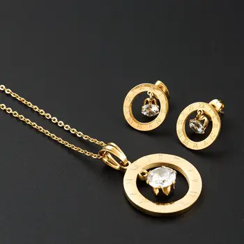 AAA Zirkony Zlaté Barvy Řetěz Přívěsek Náhrdelník Kulaté Duté Římské Číslo Design Luxusní Značky Šperky pro Ženy