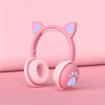 Roztomilý Kočka Ucho, Packa Headset+Selfie Prsten Světlo Zářící Bezdrátové Bluetooth 5.0 Sluchátka Dcery, Dívky Dárek Sluchátka s Mikrofonem