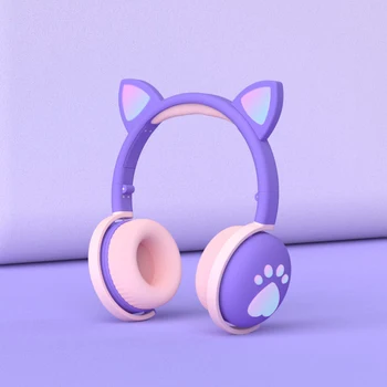 Roztomilý Kočka Ucho, Packa Headset+Selfie Prsten Světlo Zářící Bezdrátové Bluetooth 5.0 Sluchátka Dcery, Dívky Dárek Sluchátka s Mikrofonem