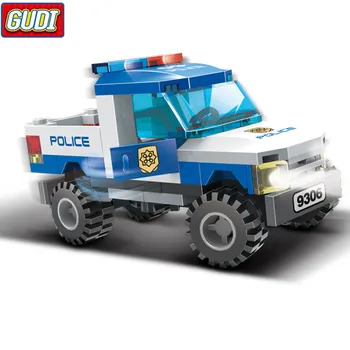 Policie Truck Bloky Hračky pro Děti Model Stavebnice Malé Částice Sestavený Truck Bloků Vánoční Hračky 9306
