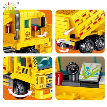 HUIQIBAO HRAČKY 755pcs Technické Dump Truck Stavební Bloky městském Stavební Cihly Nastavit Inženýrství Sklápěcí Auto Pro Děti Děti