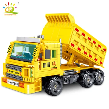 HUIQIBAO HRAČKY 755pcs Technické Dump Truck Stavební Bloky městském Stavební Cihly Nastavit Inženýrství Sklápěcí Auto Pro Děti Děti