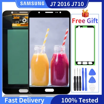 Testováno lcd Pro Samsung Galaxy J7 2016 J710 LCD Displej Dotykový Displej Digitizer Shromáždění Pro J710M J710H J710FN Displej