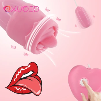 EXVOID Klitoris Stimulátor USB Power Dual Vejce Vibrátor Jazyk Ústní Lízání Vibrátory Sex Hračky pro Ženy, 12 Rychlostí, Sex Shop