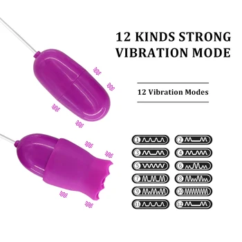 EXVOID Klitoris Stimulátor USB Power Dual Vejce Vibrátor Jazyk Ústní Lízání Vibrátory Sex Hračky pro Ženy, 12 Rychlostí, Sex Shop