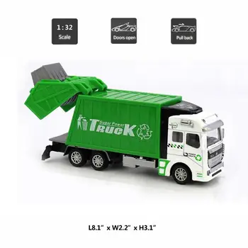 Garbage Truck Hračka Tření Powered Vytáhnout zpět Slitiny Auta, Cool Odpadky Truck Hra pro Batolata, Děti