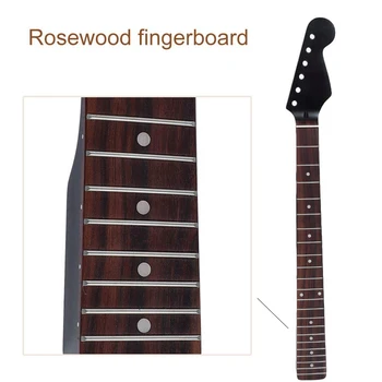 22 Pražci Náhradní Javorový Krk, Rosewood Hmatník, Vhodné pro Strat Stratocaster ST (Černá), javorový krk, rosewood hmatník