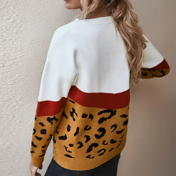Nové ženy svetry cool Leopard Pletení O-Krk Erupce Rukáv Svetr Topy женские свитера ropa mujer hot prodej