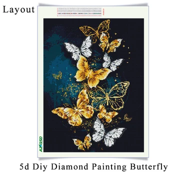 AZQSD Diamond Malování Motýl Diamond Mozaika Zvířat Kříž Steh Ruční práce Kamínky Obrázky Plné Zobrazení Dárek Domů Decor