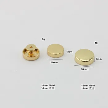 10-50ks 14mm 16mm Zlaté ploché kulaté hlavy šroubu na šroub,kabelku, kabelka ozdobné knoflíky základnu nýt