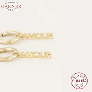 CANNER 925 Sterling Silver Hoop Náušnice Pro Ženy Amour Pár Láska Náušnice Obruče Luxusní Zásnubní Náušnice Šperky Pendientes