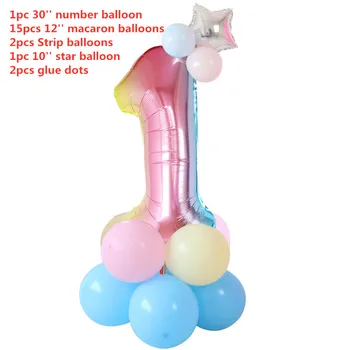 21pcs 30inch duha číslo balónky s silver star fólie balón, děti 1 2 3 rok narozeninové party dekorace globos děti
