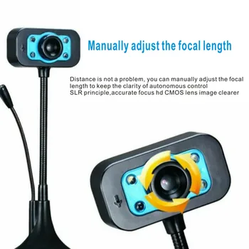 HD Webcam Hráč Webové Kamery USB LED Noční Vidění Vestavěný Mikrofon Redukce Šumu Video Konference Učení Cam Pro PC Laptop