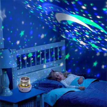 Noční Světlo Projektor Star Moon Sky Rotující Baterie Ovládané Noční světlo Pro Děti, Děti Dětské Ložnice Školky 5 Sad Filmu