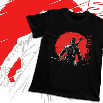 Ležérní One-ozbrojené Vlk Červené Slunce Samuraj Hry Japonské Tee Shirt Homme Muži Stylové Přírodní Bavlněné Tričko S-6XL