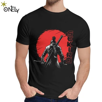 Ležérní One-ozbrojené Vlk Červené Slunce Samuraj Hry Japonské Tee Shirt Homme Muži Stylové Přírodní Bavlněné Tričko S-6XL
