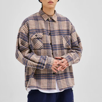 Japonský Streetwear Vysoce Kvalitní Dlouhý Rukáv Kostkované Košile Muži Oblečení 2020 Harajuku Módní Kabáty Korejské Oblečení Muž Streetwear