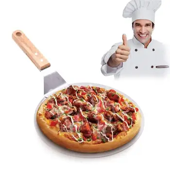 Pizza Kůra Lopata s Dřevěnou Rukojetí Kuchyň Pekaři Pádlo z Nerezové Liště Trouby Čepel Ocel Převod Pizza Dort M1W4