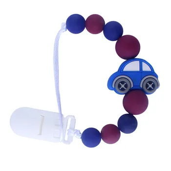 Módní Barevné Silikonové Baby Dudlík Clip Žvýkací Auto Korálky Dítě Dudlík bez BPA Velkoobchodní Silikonový Držák Náhrdelník