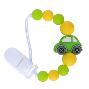 Módní Barevné Silikonové Baby Dudlík Clip Žvýkací Auto Korálky Dítě Dudlík bez BPA Velkoobchodní Silikonový Držák Náhrdelník