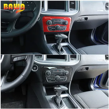 BAWA Interiérové Lišty Car Audio Přepínač Panel Dekorace z Uhlíkových Vláken Samolepky Pro Dodge Charger+