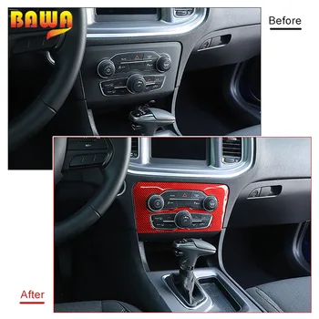 BAWA Interiérové Lišty Car Audio Přepínač Panel Dekorace z Uhlíkových Vláken Samolepky Pro Dodge Charger+