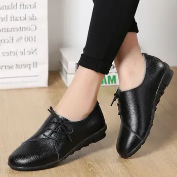 Černé Dámské Boty pro dospívající dívky ženy Kožené oxford gumové boty dámské podzimní boty britský styl
