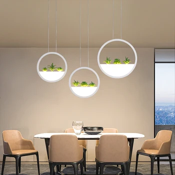 Kreativní Moderní led lustr Na posteli jídelna Simulované zelené rostliny moderní Lustr osvětlení lampadari závěsné svítidlo
