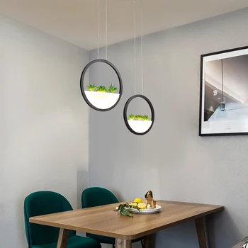 Kreativní Moderní led lustr Na posteli jídelna Simulované zelené rostliny moderní Lustr osvětlení lampadari závěsné svítidlo