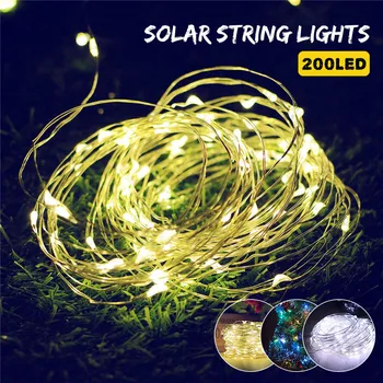 Solární LED String Světla 200 Led Měděného Drátu Vodotěsné Hvězdnou Výzdobu Lano Světla pro Sezónní Dekorativní Vánoční Prázdniny