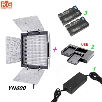 YONGNUO YN600 Yongnuo YN-600L 3200-5500k LED Video Světlo + AC Adaptér + 2 * NP-F550 + USB Nabíječka