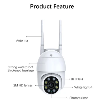 WIFI Kamera Venkovní PTZ IP Kamera, H. 265X 1080P Speed Dome IR CCTV Kamery 2MP Lidské Detekci Wireless Mini Domácí Bezpečnostní Kamery