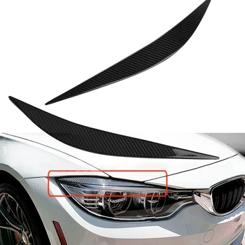 Uhlíkových Vláken Přední Oční Víka Pár Obočí Trim Kryt Příslušenství Car Styling Světlometů pro BMW-2017 F80 M3 F82 F83 M4