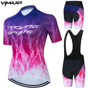 VIMAAP 2021 Pro Cyklistické Oblečení Žen Týmu Racing Sport Cyklistika Jersey Set Quick Dry MTB Cyklistické Oblečení Anti-UV Cyklistické Oblečení