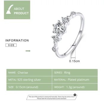 Bamoer Oslnivě Jiskřivé Zásnubní Prsteny pro Ženy Stříbro 925 Šperky Svatební Prohlášení Ženy Bijoux SCR568