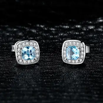 JewelryPalace Polštář Skutečné Sky Blue Topaz Stud Náušnice 925 Sterling Silver Náušnice Pro Ženy, Korean Módní Náušnice Šperky