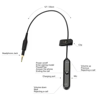 Bluetooth 5.0 Handsfree Audio Adapter Wireless Stereo Hudební Přijímač pro AKG K450 K430 K451 K452 K480 K490 K495 Sluchátka Q460