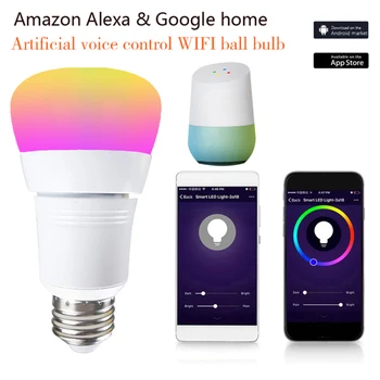 RGBW Smart WI-fi Led Žárovka 15W E27 B22 E14-E26-Smart Home hlasové ovládání, Bluetooth, Svítilna Barevné pracuje s Alexa google Domov