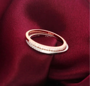 Jemné Kruhu 1mm CZ Snubní Prsten 925 Sterling Silver Stohovatelné Prsten pro Ženy Výročí Prsten Eternity Band Stříbro 925 Šperky