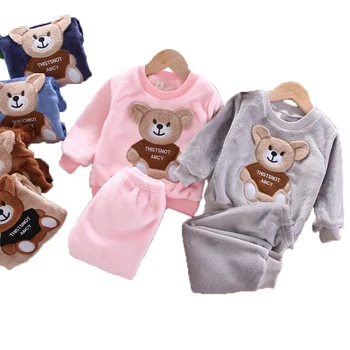 Batole Oblečení Nastavit 2020 Zimní dětské Pyžamo Set Baby Boy Girl Flanel, Teplé oblečení na Spaní Set 2ks Oblek Oblečení Děti Oblečení